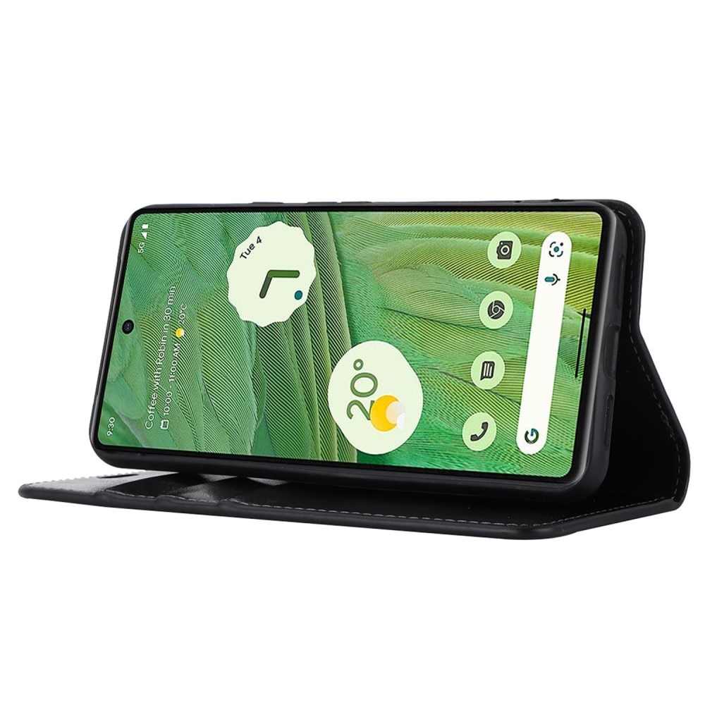 Funda cartera de cuero genuino Google Pixel 8 Negro