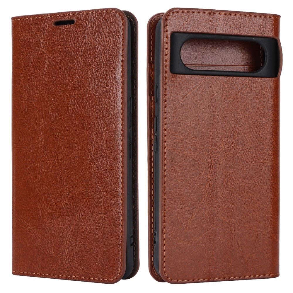 Funda cartera de cuero genuino Google Pixel 8 Marrón