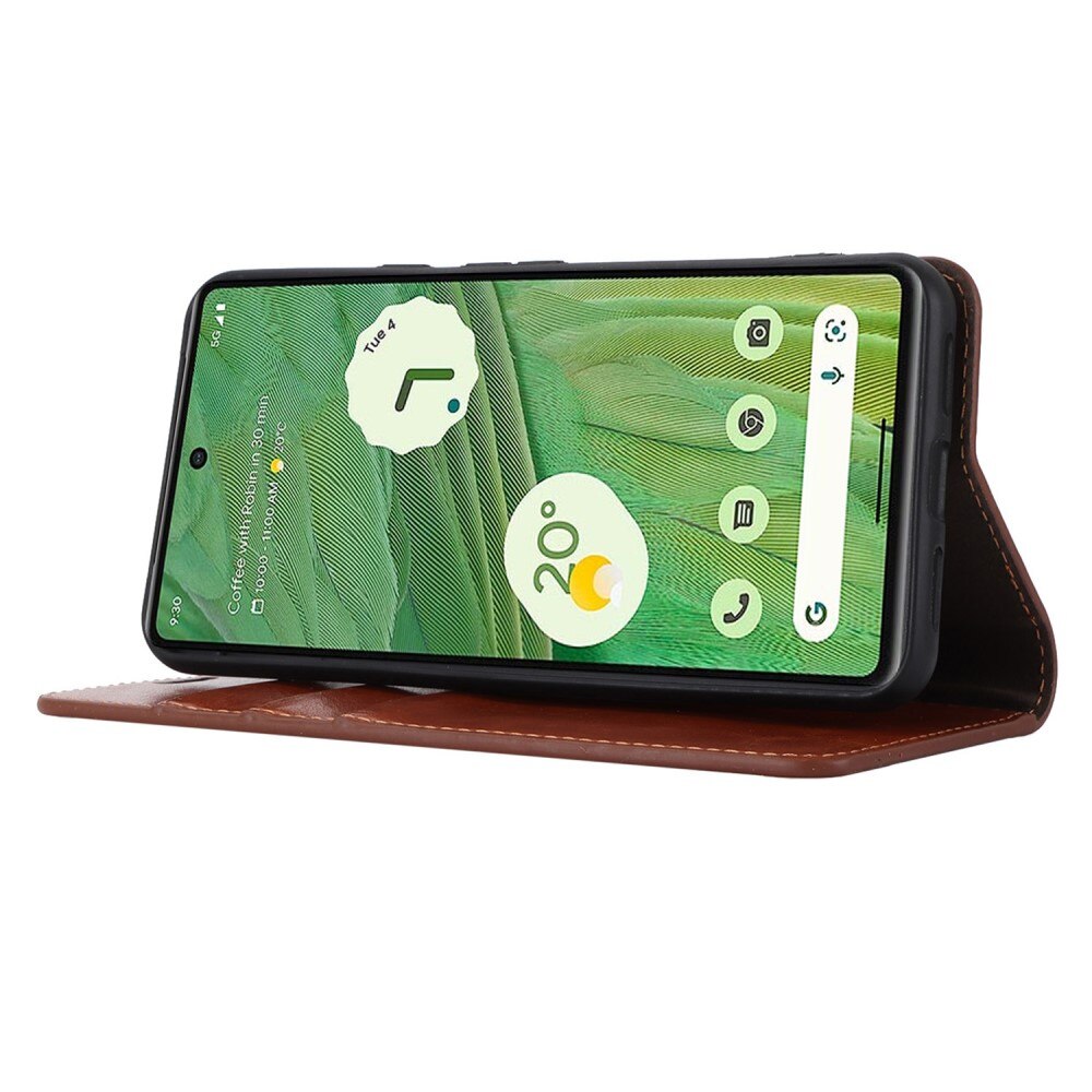 Funda cartera de cuero genuino Google Pixel 8 Marrón