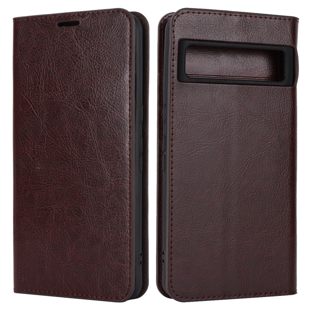 Funda cartera de cuero genuino Google Pixel 8 Pro Marrón oscuro