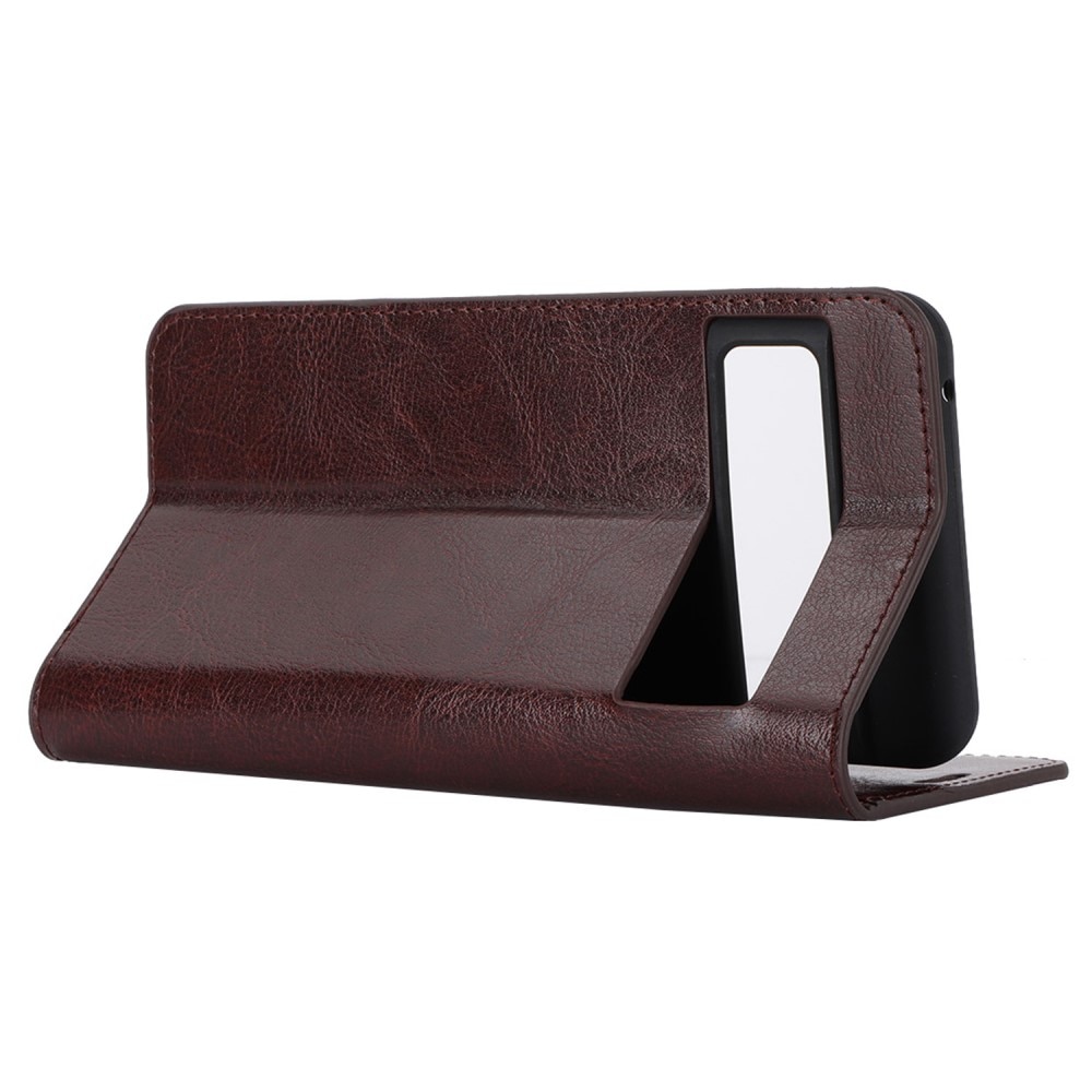 Funda cartera de cuero genuino Google Pixel 8 Pro Marrón oscuro