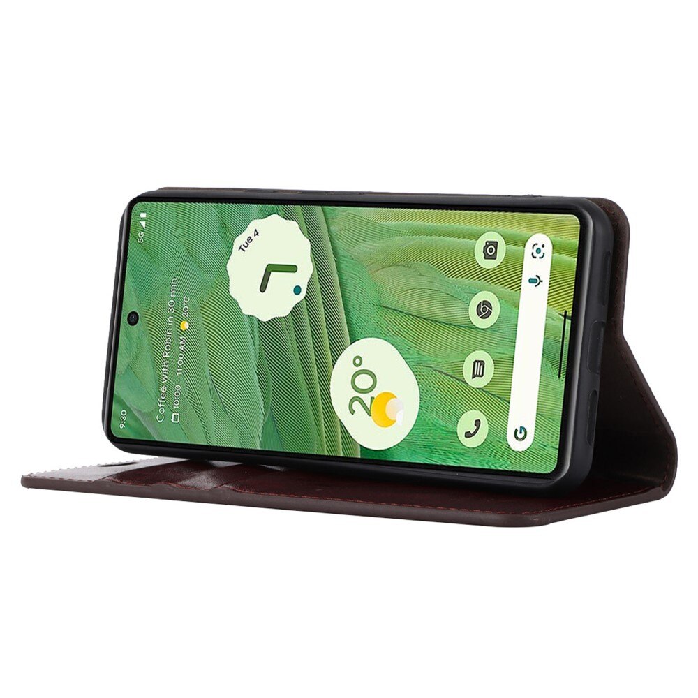 Funda cartera de cuero genuino Google Pixel 8 Pro Marrón oscuro