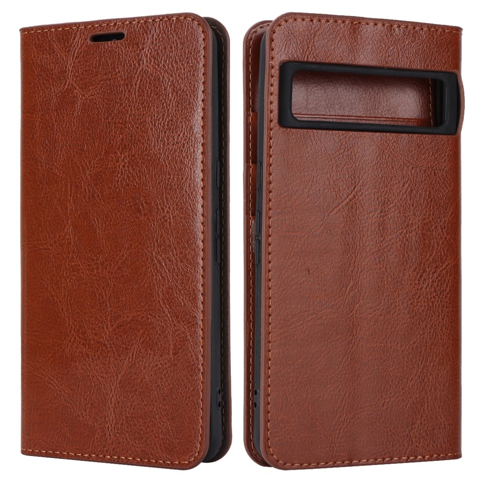 Funda cartera de cuero genuino Google Pixel 8 Pro Marrón