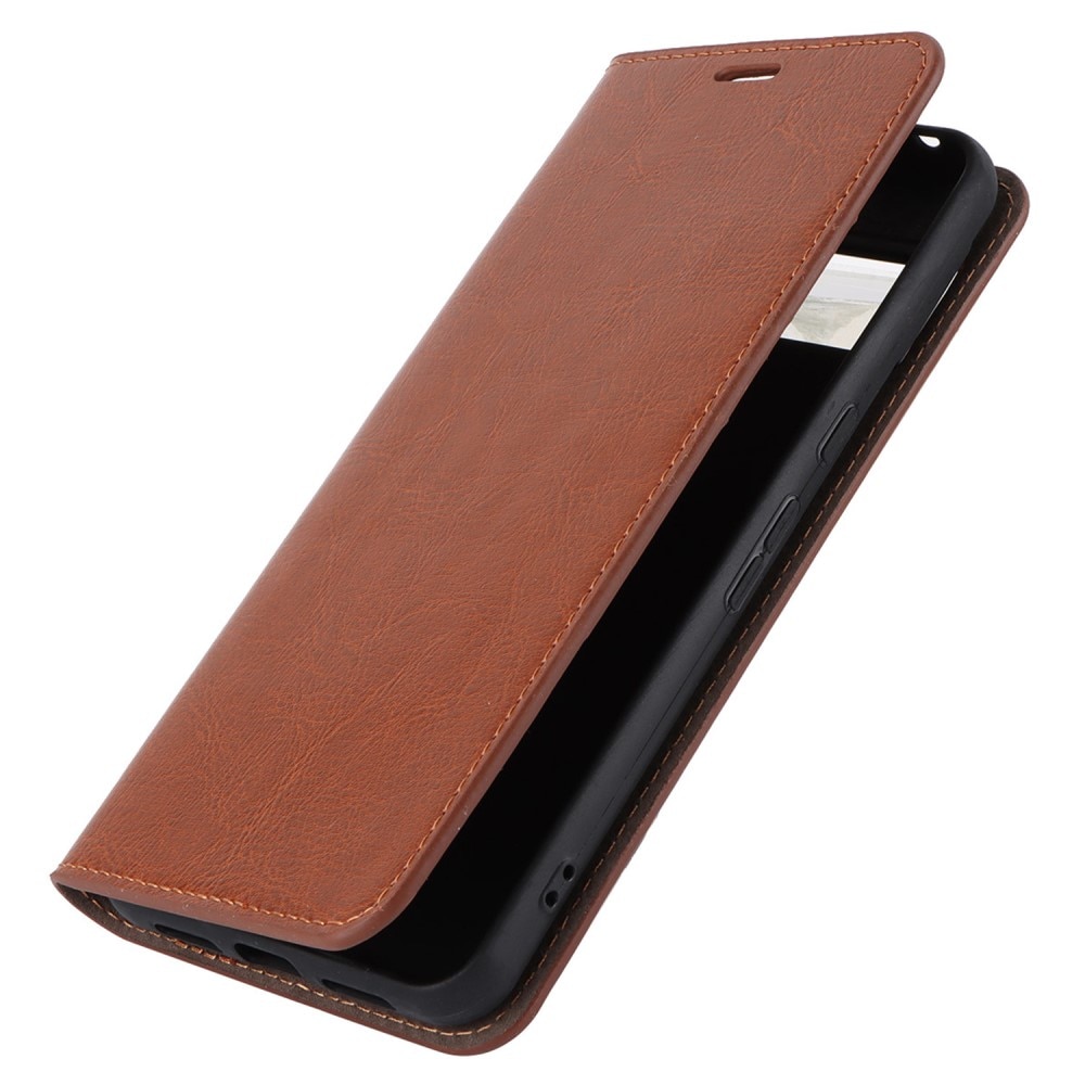 Funda cartera de cuero genuino Google Pixel 8 Pro Marrón