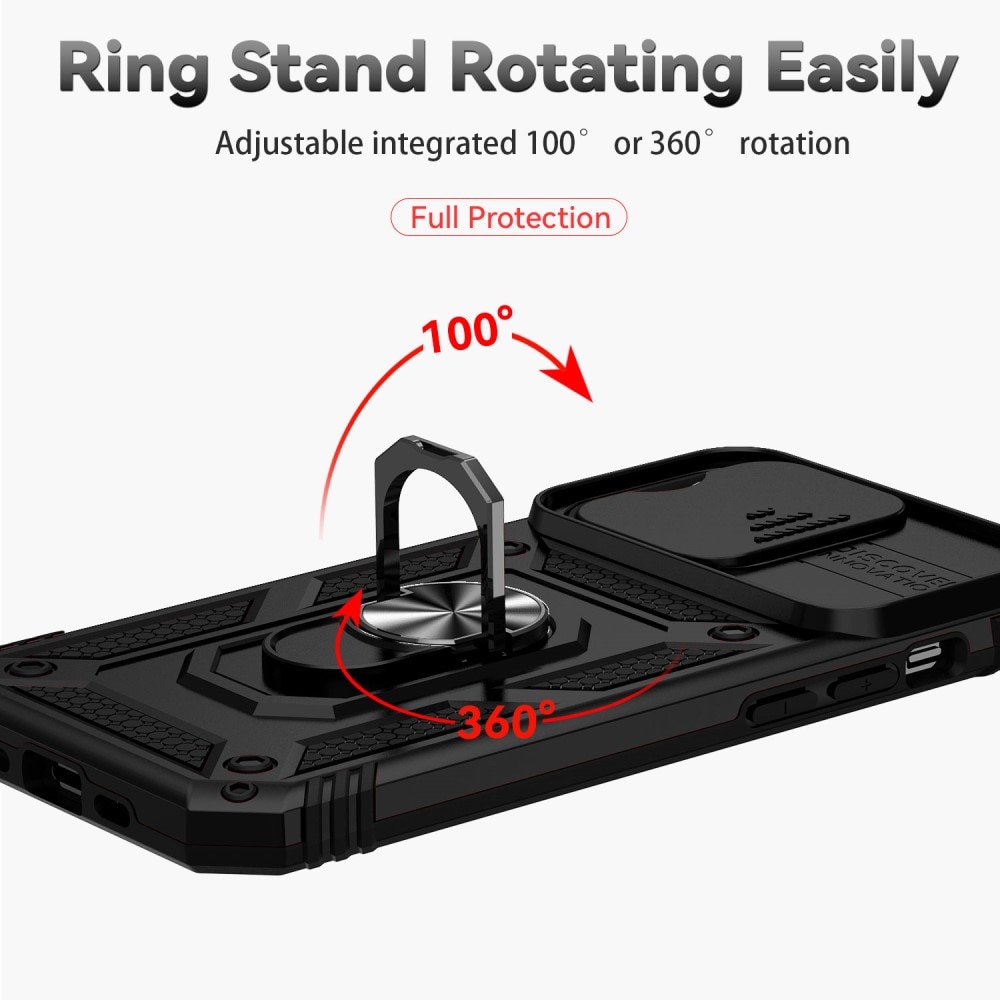 Funda híbrida Ring y Protector Cámara iPhone 15 Pro Max Negro