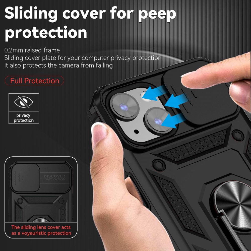 Funda híbrida Tech Ring y Protector Cámara iPhone 15 Plus negro