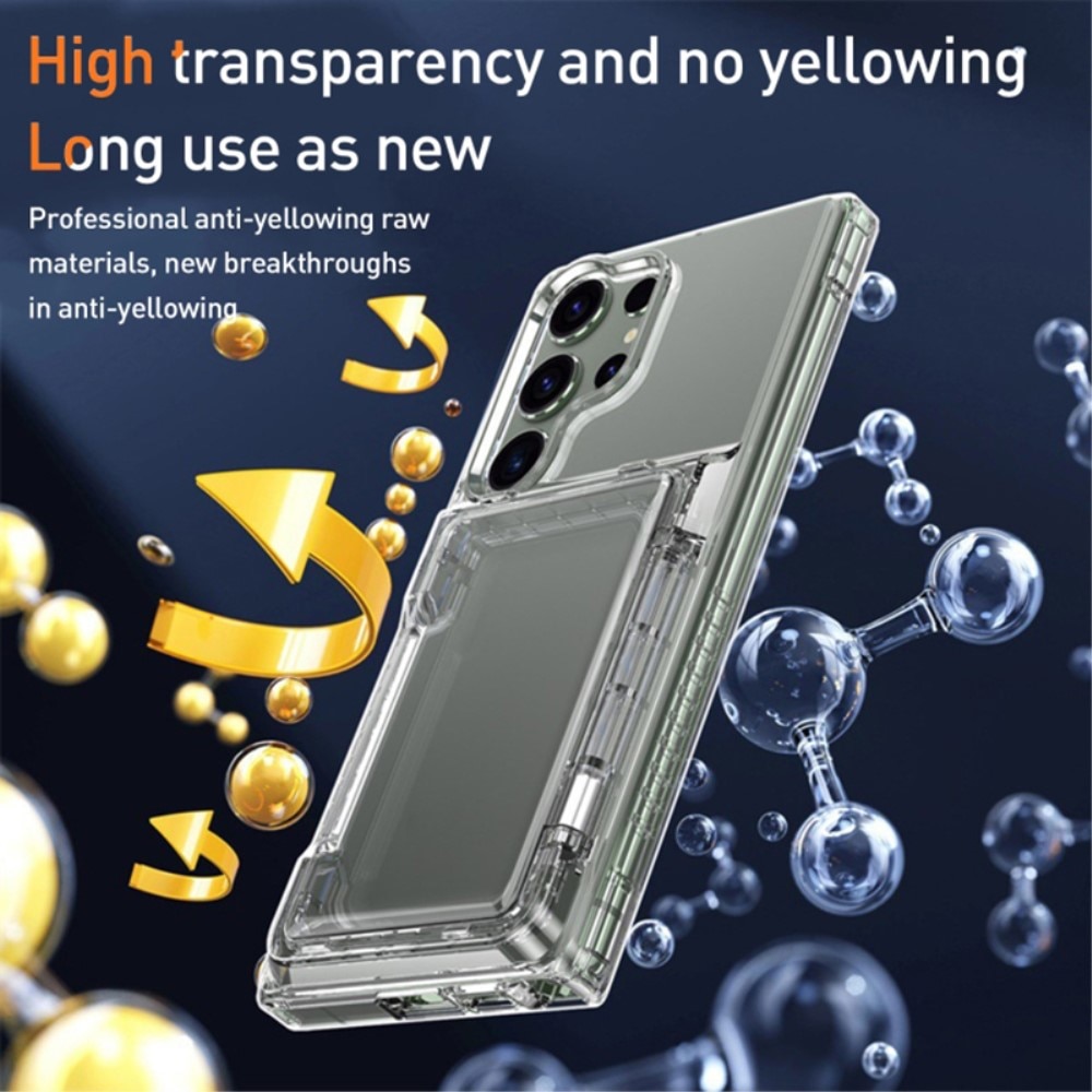 Funda híbrida Kickstand con ranuras para tarjetas Samsung Galaxy S23 Ultra transparente