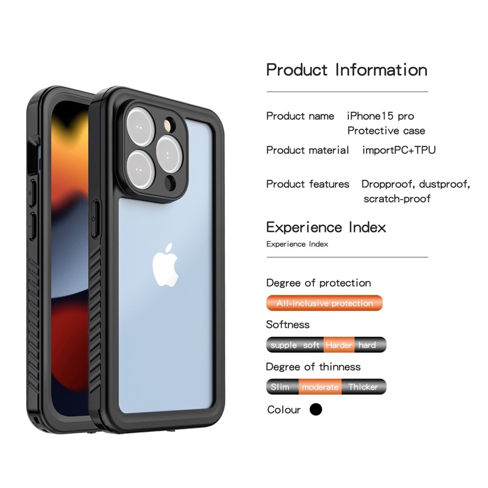 Funda Híbrida Impermeable iPhone 15 Pro transparente