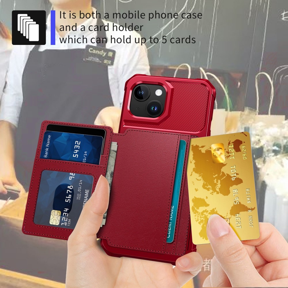 Funda con tarjetero Tough Multi-slot iPhone 15 Rojo