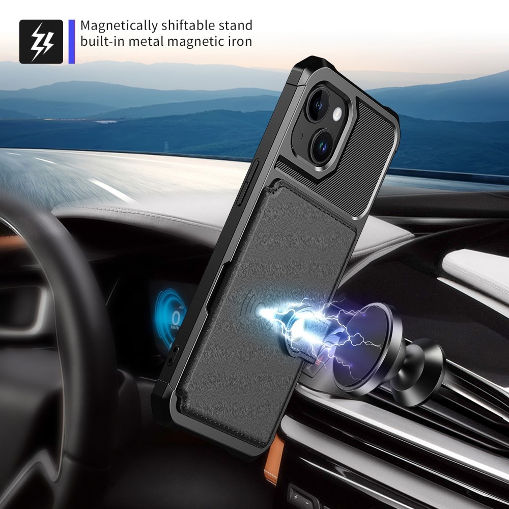 Funda con tarjetero Tough Multi-slot iPhone 15 Plus Negro