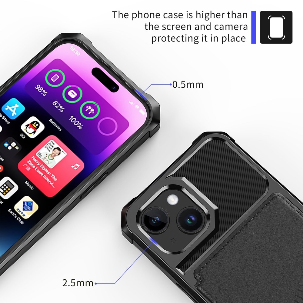 Funda con tarjetero Tough Multi-slot iPhone 15 Plus Negro