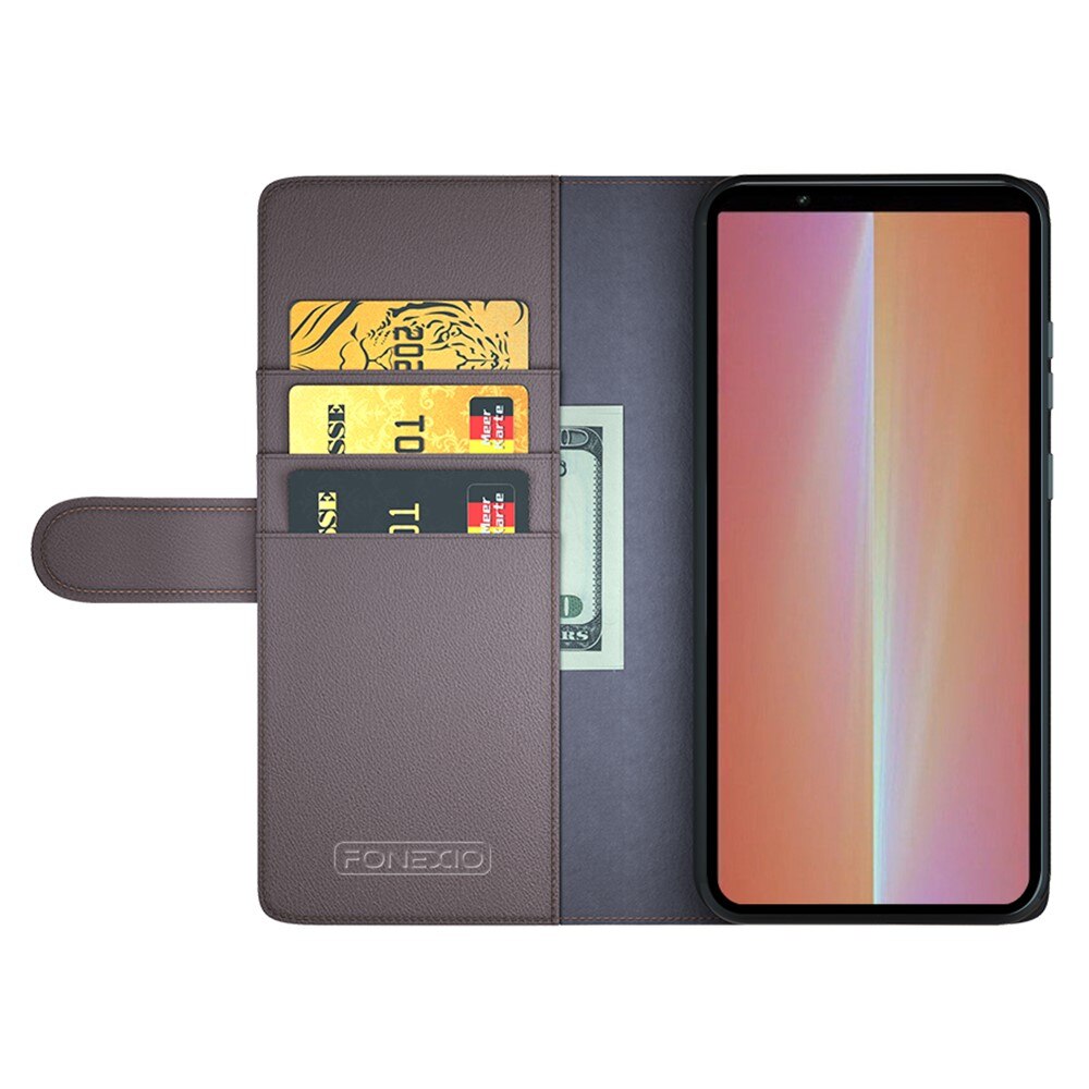 Funda de cuero genuino Sony Xperia 5 V, Marrón