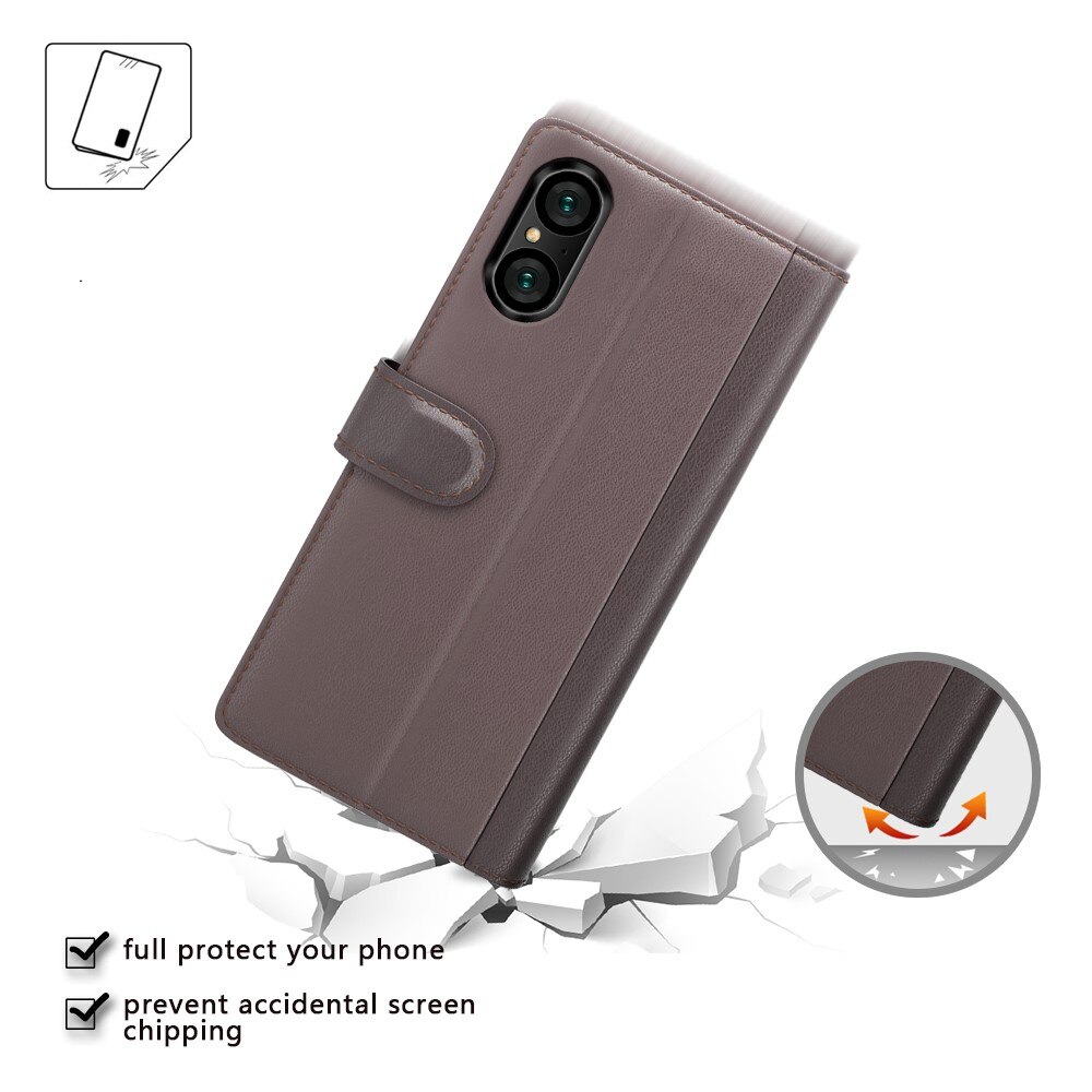 Funda de cuero genuino Sony Xperia 5 V, Marrón