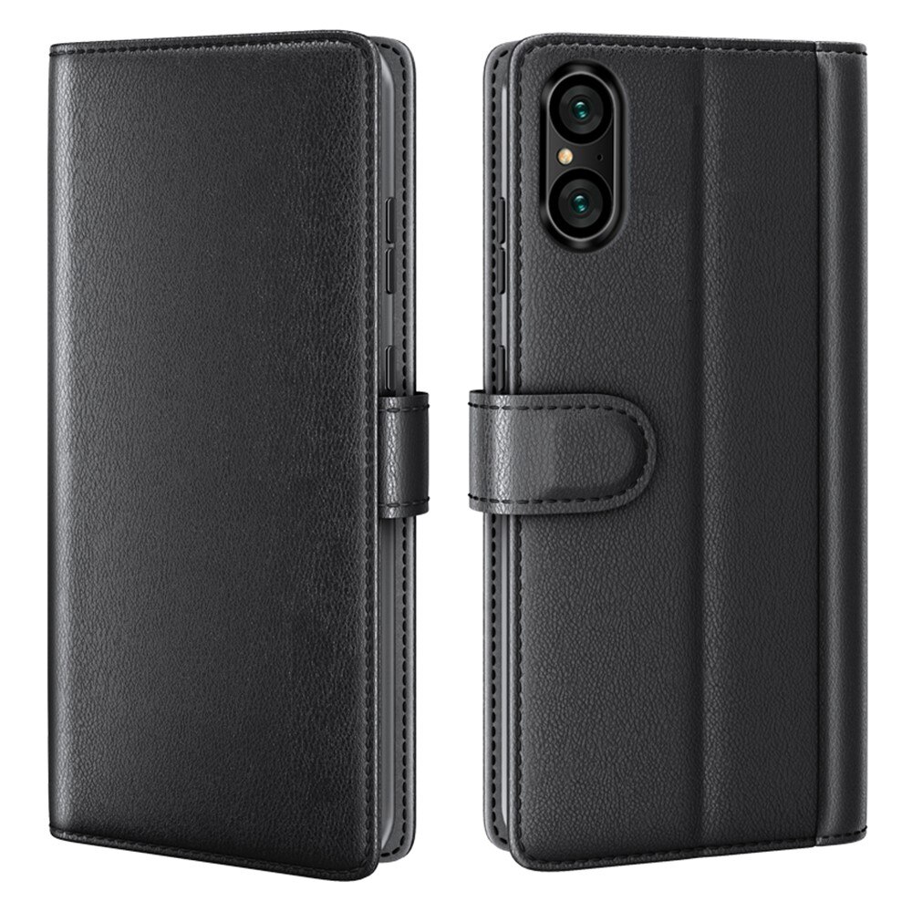 Funda de cuero genuino Sony Xperia 5 VI, negro