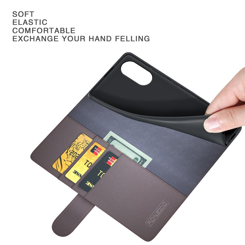 Funda de cuero genuino Sony Xperia 5 V, Negro