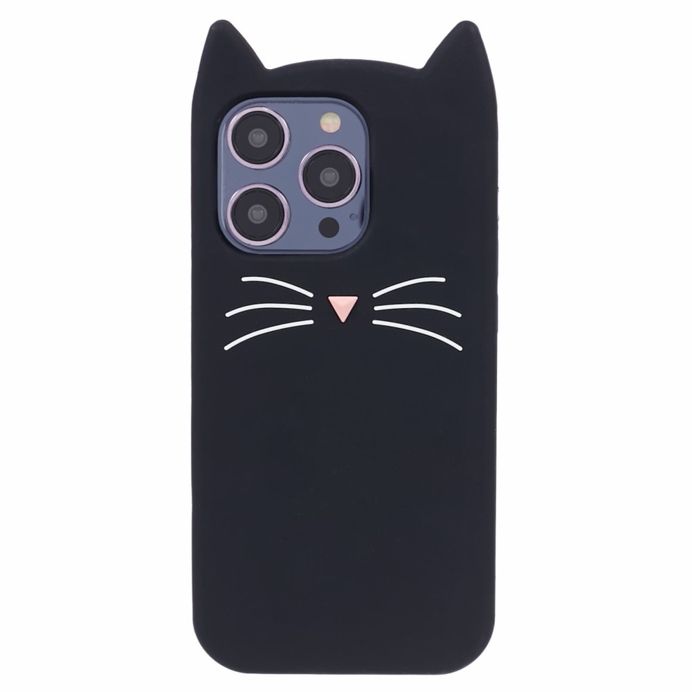 Funda de silicona Gato iPhone 14 Pro negro