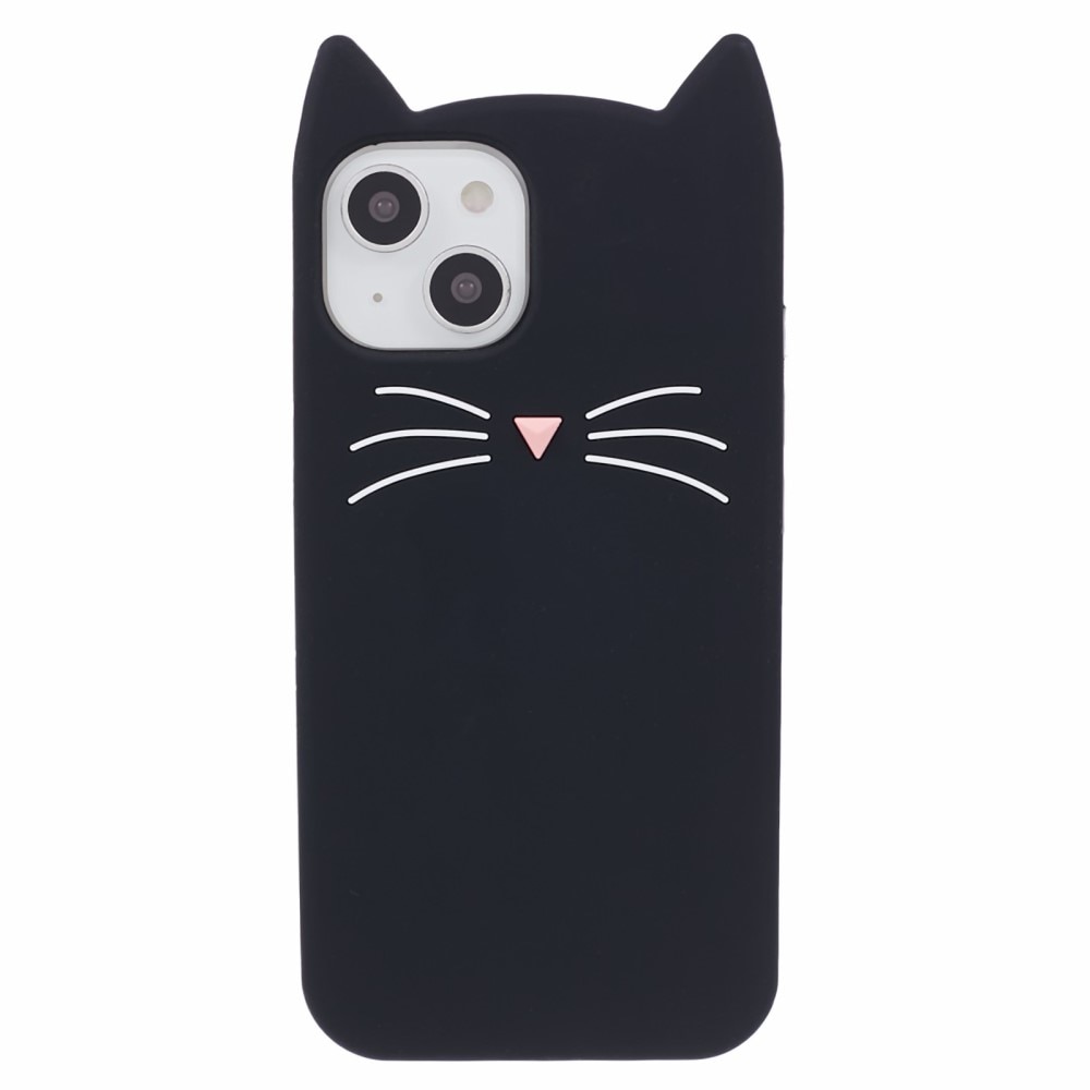 Funda de silicona Gato iPhone 13 negro