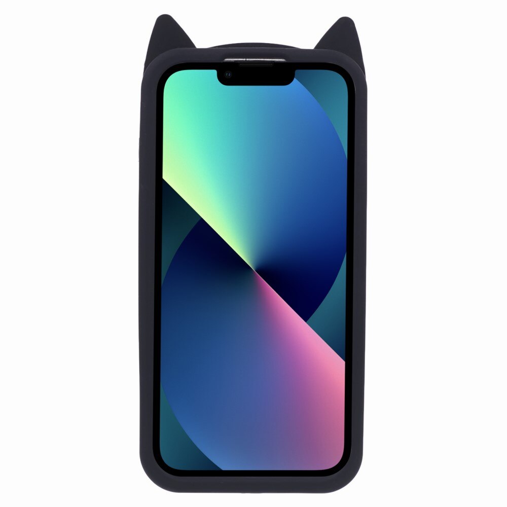 Funda de silicona Gato iPhone 13 negro