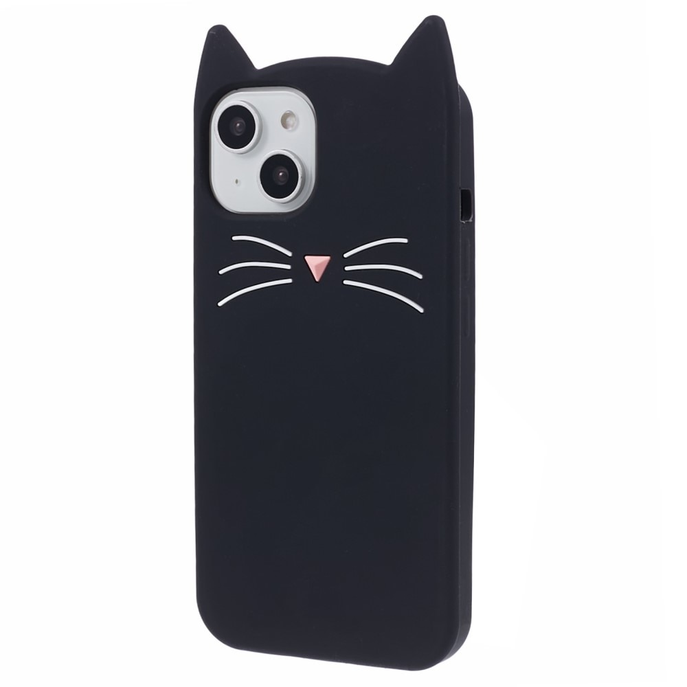 Funda de silicona Gato iPhone 13 negro