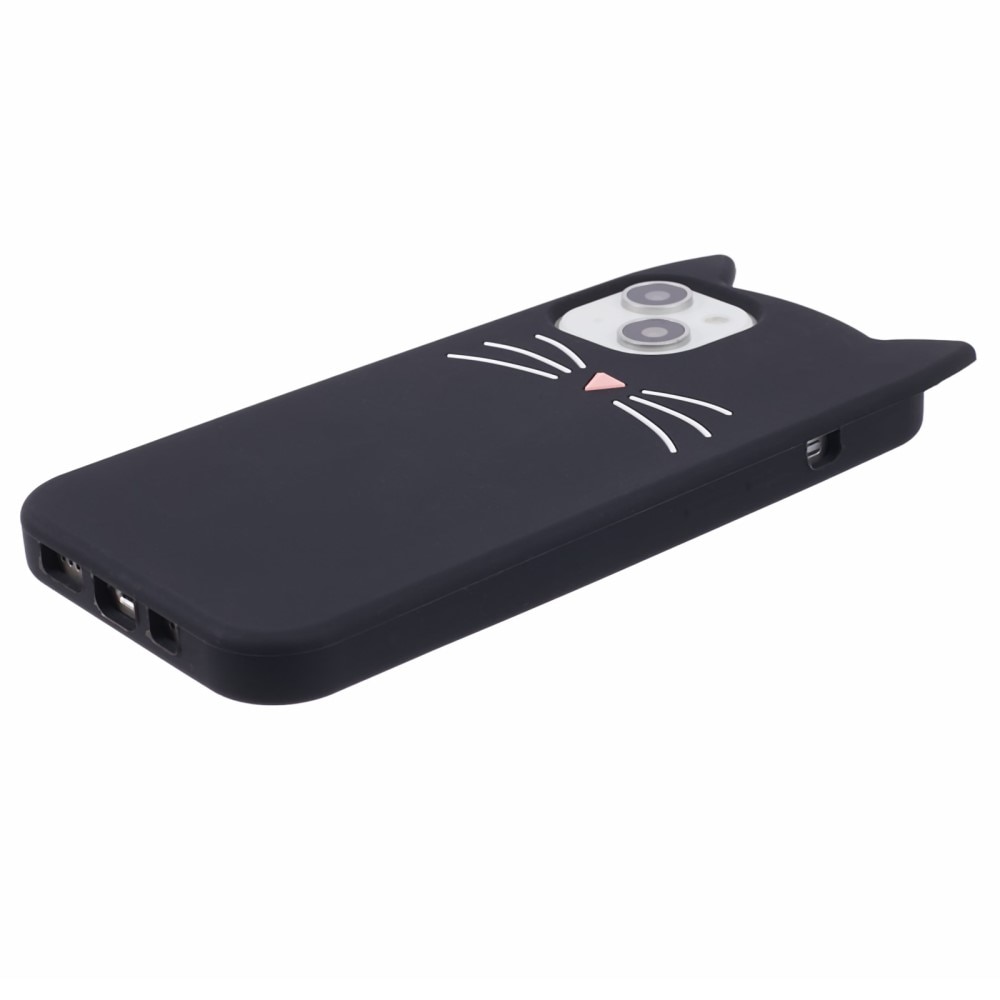 Funda de silicona Gato iPhone 13 negro