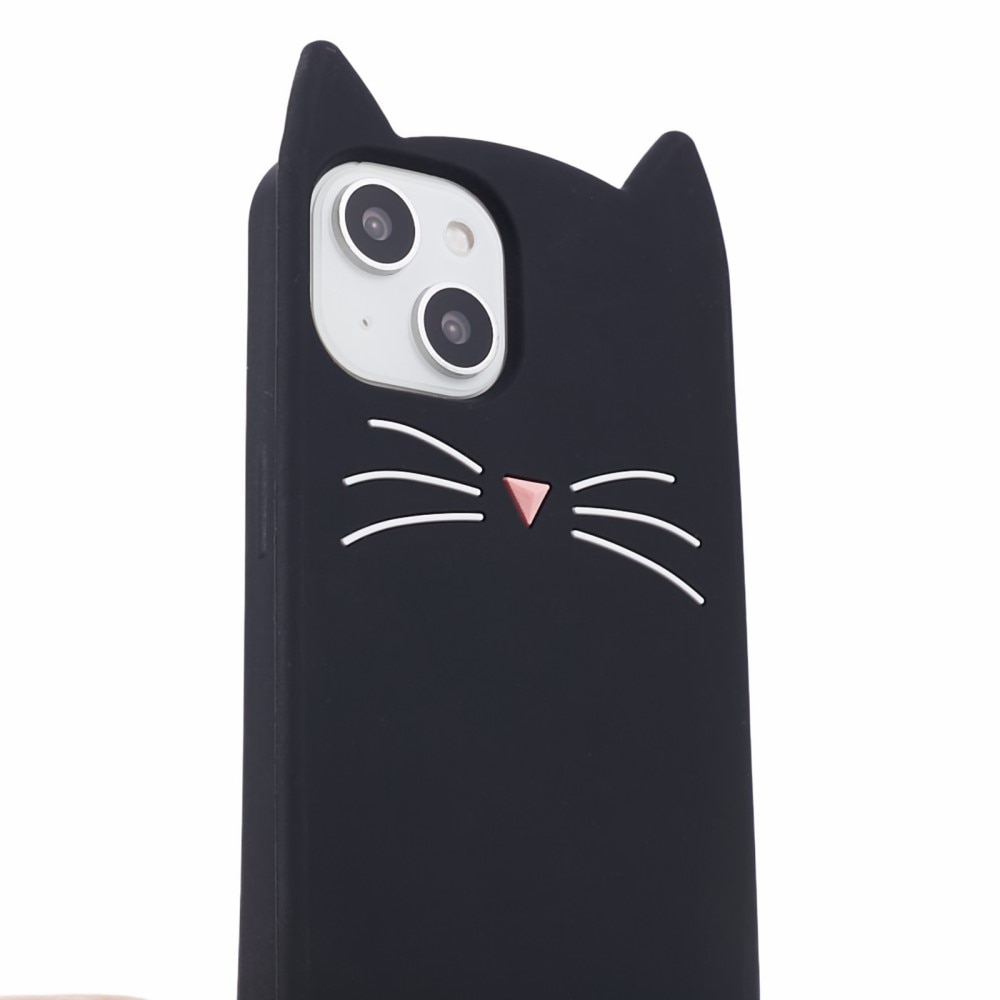 Funda de silicona Gato iPhone 13 negro