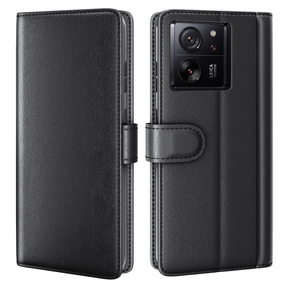 Funda de cuero genuino Xiaomi Redmi 13C, negro