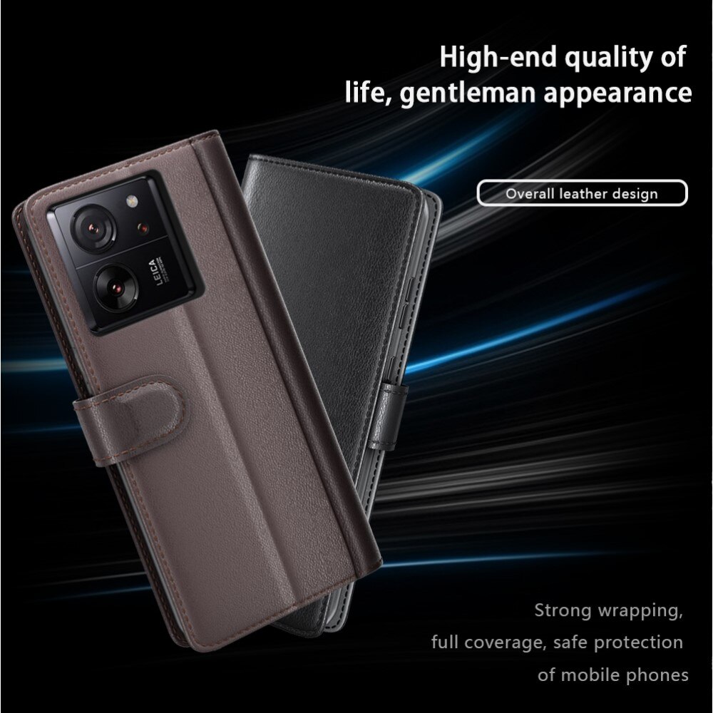Funda de cuero genuino Xiaomi 13T, Negro