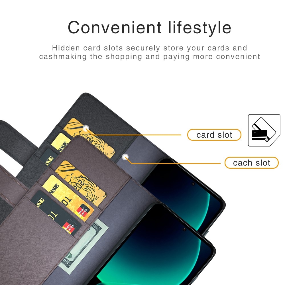 Funda de cuero genuino Xiaomi 13T, Negro