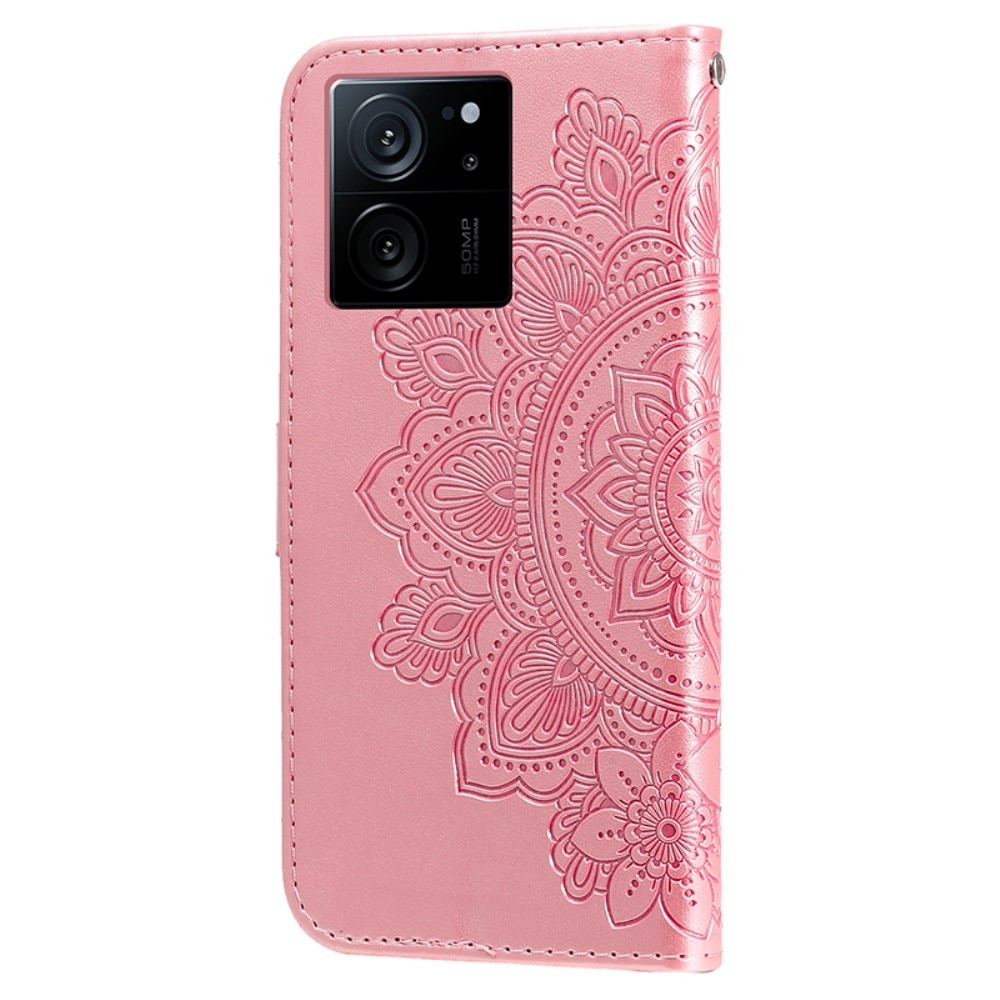 Funda de Cuero Mandala Xiaomi 13T Pro rosado