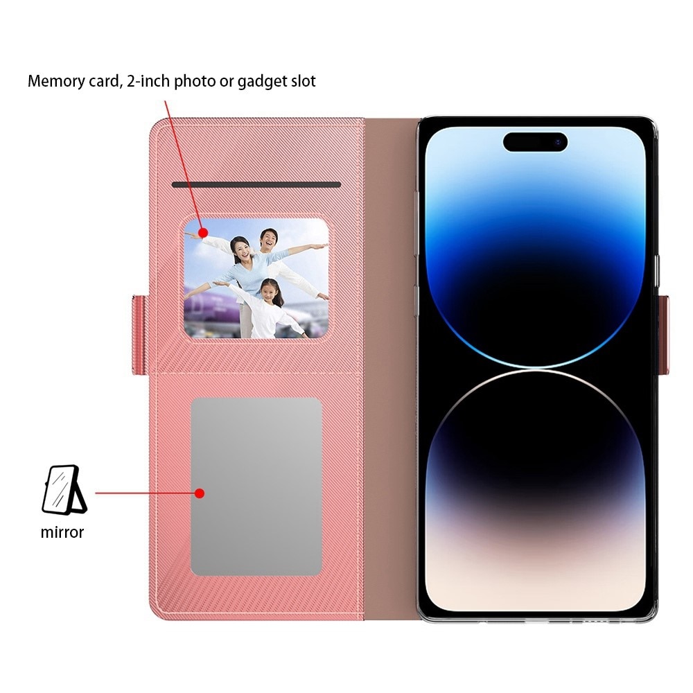 Funda con solapa Espejo iPhone 15 Plus Pink Gold