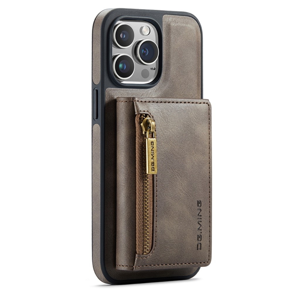 Funda Magnetic Card Slot Zipper iPhone 15 Pro Max Brown