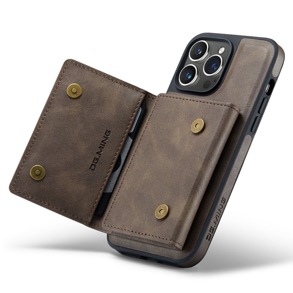 Funda Magnetic Card Slot Zipper iPhone 15 Pro Max Brown
