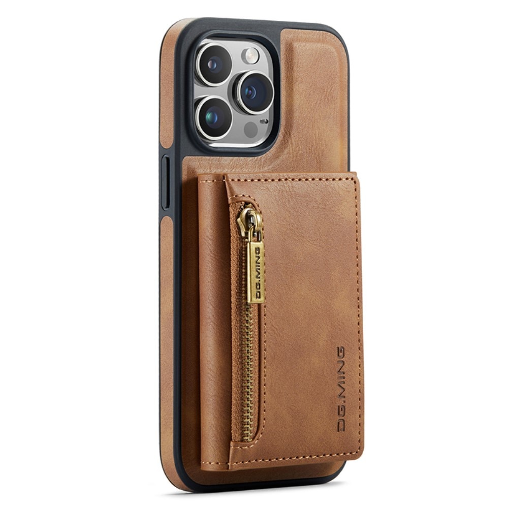 Funda Magnetic Card Slot Zipper iPhone 15 Pro Max Cognac
