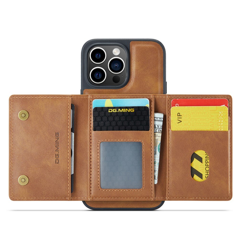 Funda Magnetic Card Slot Zipper iPhone 15 Pro Max Cognac