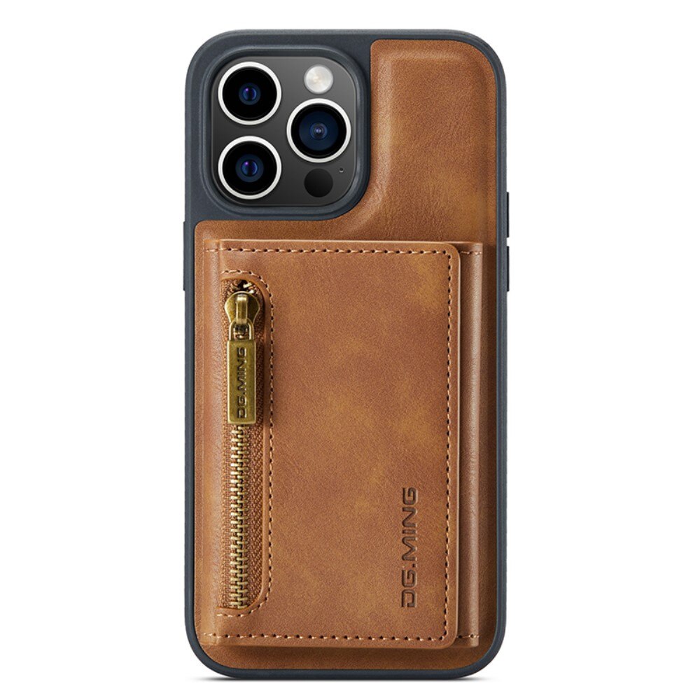 Funda Magnetic Card Slot Zipper iPhone 15 Pro Max Cognac