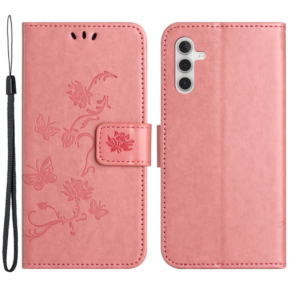 Funda de Cuero con Mariposas Samsung Galaxy A05s, Rosa