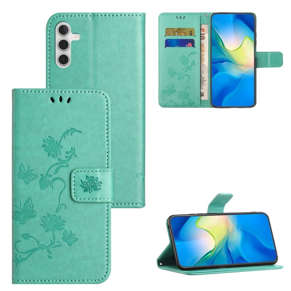 Funda de Cuero con Mariposas Samsung Galaxy A05s, verde