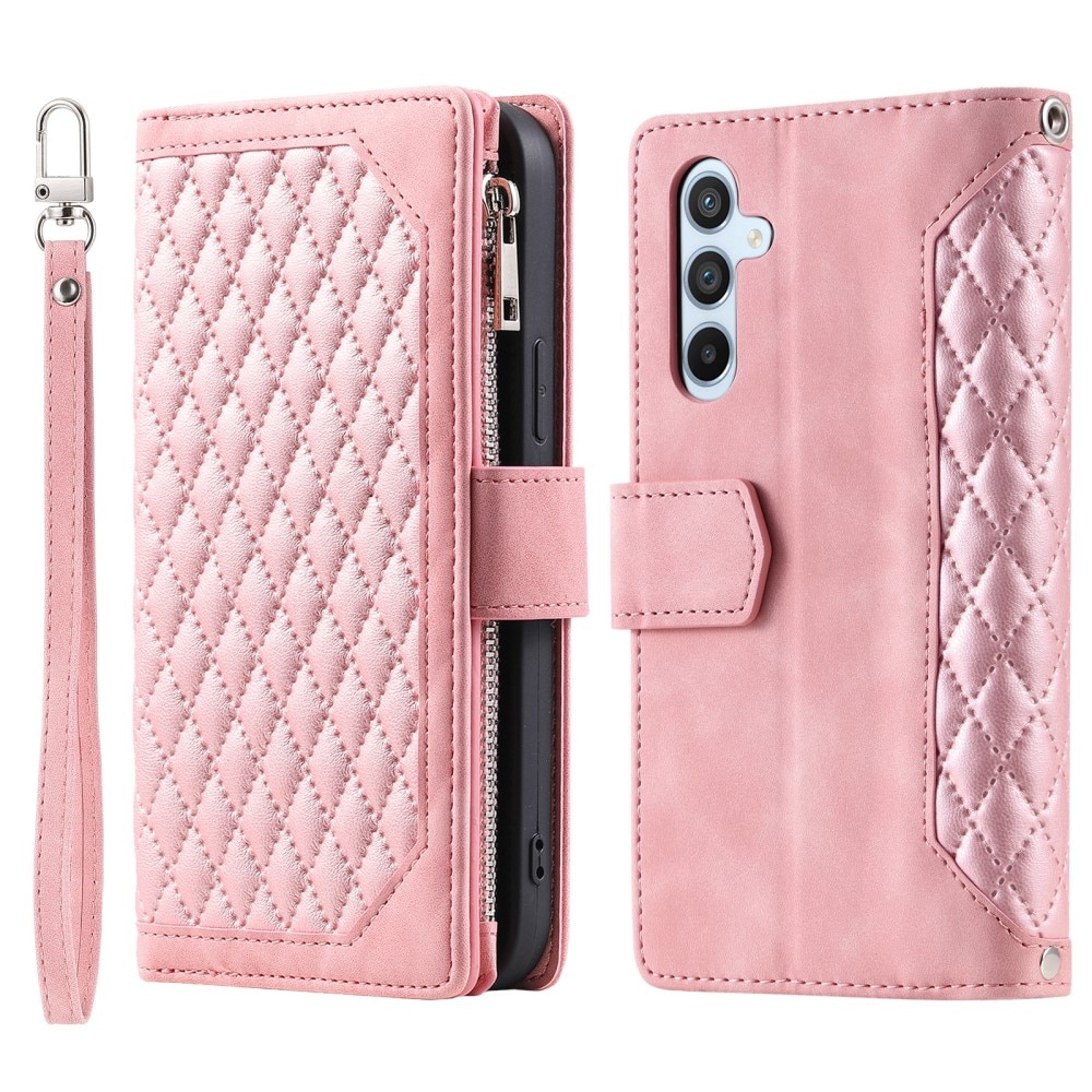 Funda acolchada tipo billetera Samsung Galaxy A15 rosado