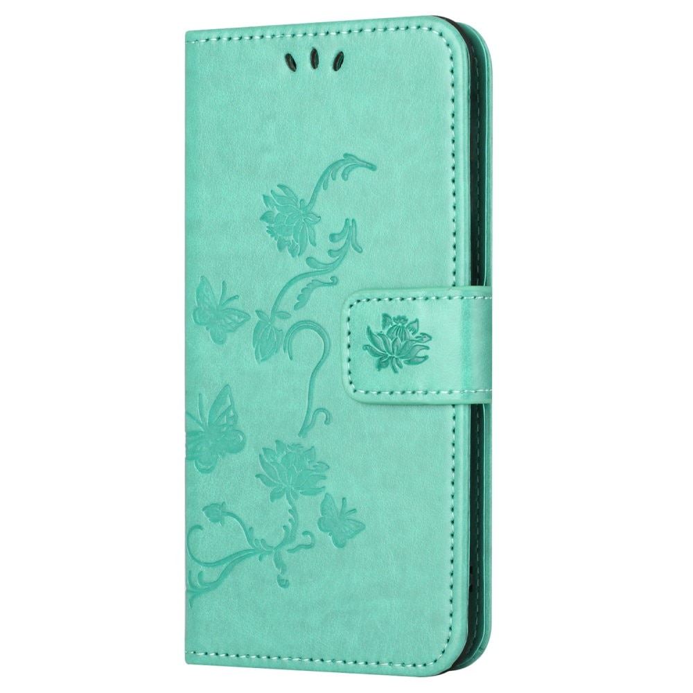 Funda de Cuero con Mariposas Motorola Moto G54, verde