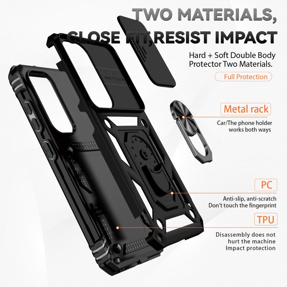 Funda híbrida Ring y Protector Cámara Samsung Galaxy S23 FE Negro