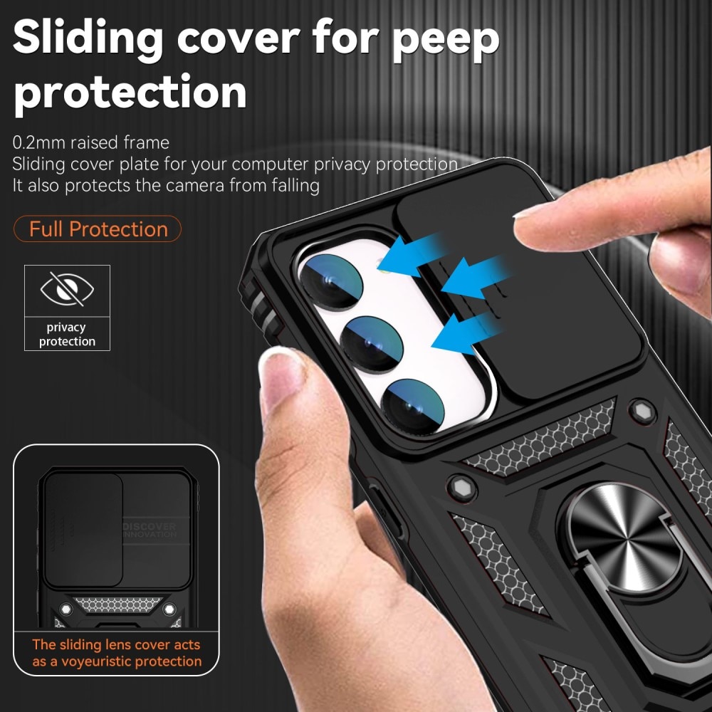 Funda híbrida Ring y Protector Cámara Samsung Galaxy S23 FE negro