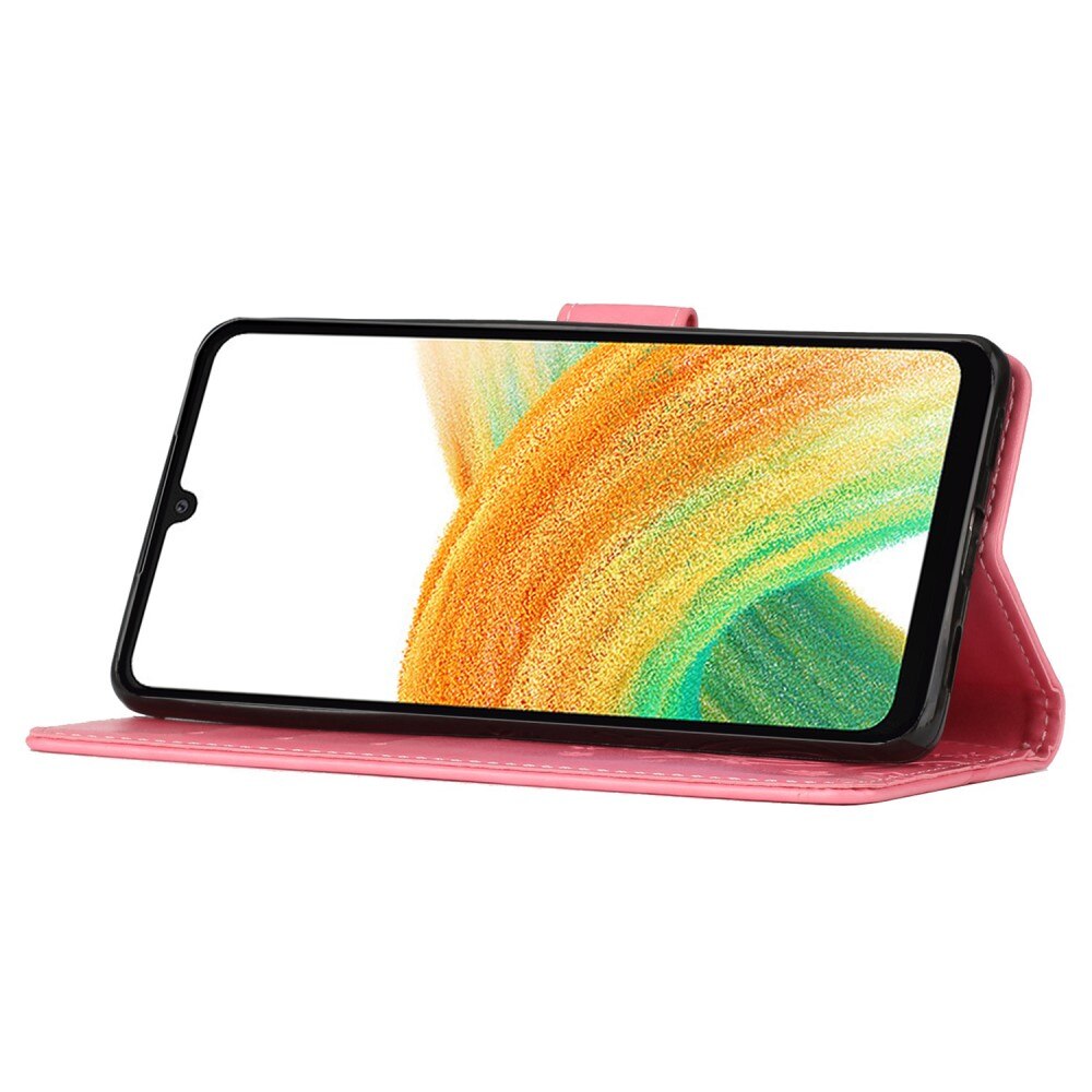 Funda de Cuero con Mariposas Samsung Galaxy A25, Rosa
