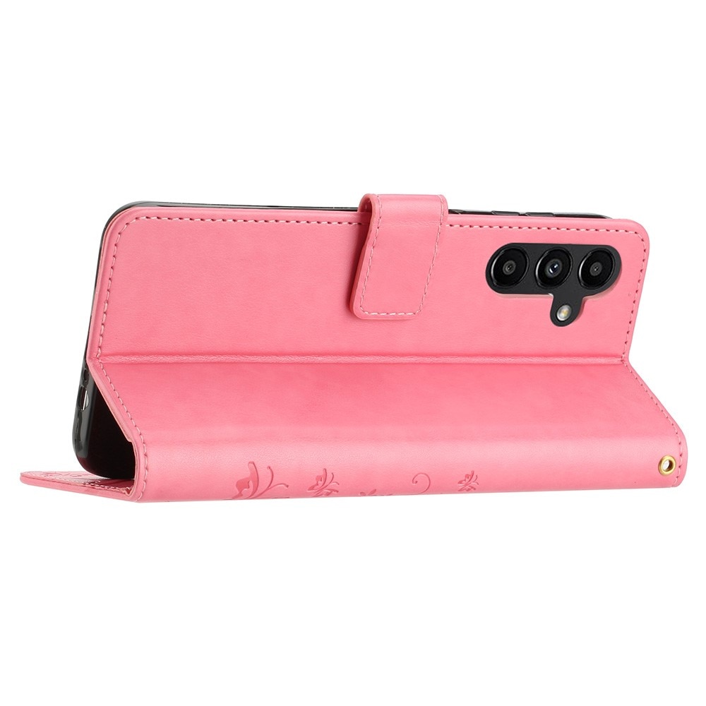 Funda de Cuero con Mariposas Samsung Galaxy A25, Rosa