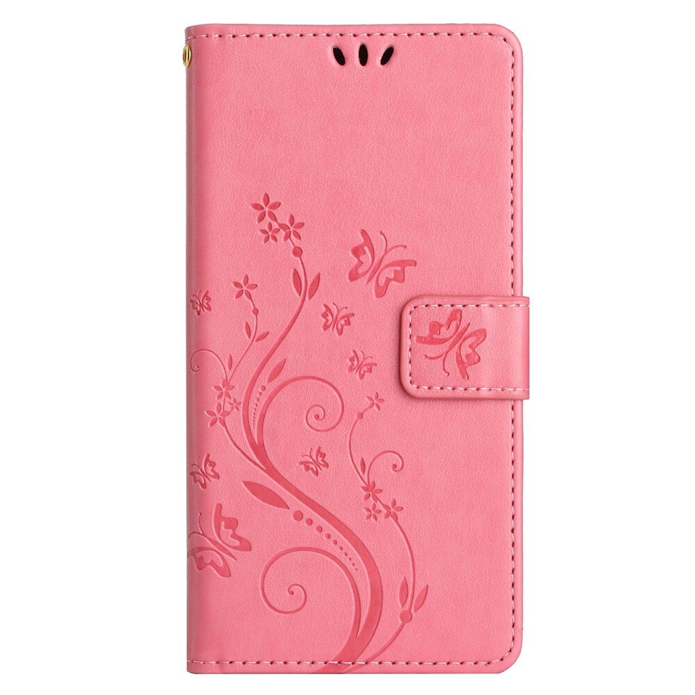 Funda de Cuero con Mariposas Samsung Galaxy A25, Rosa