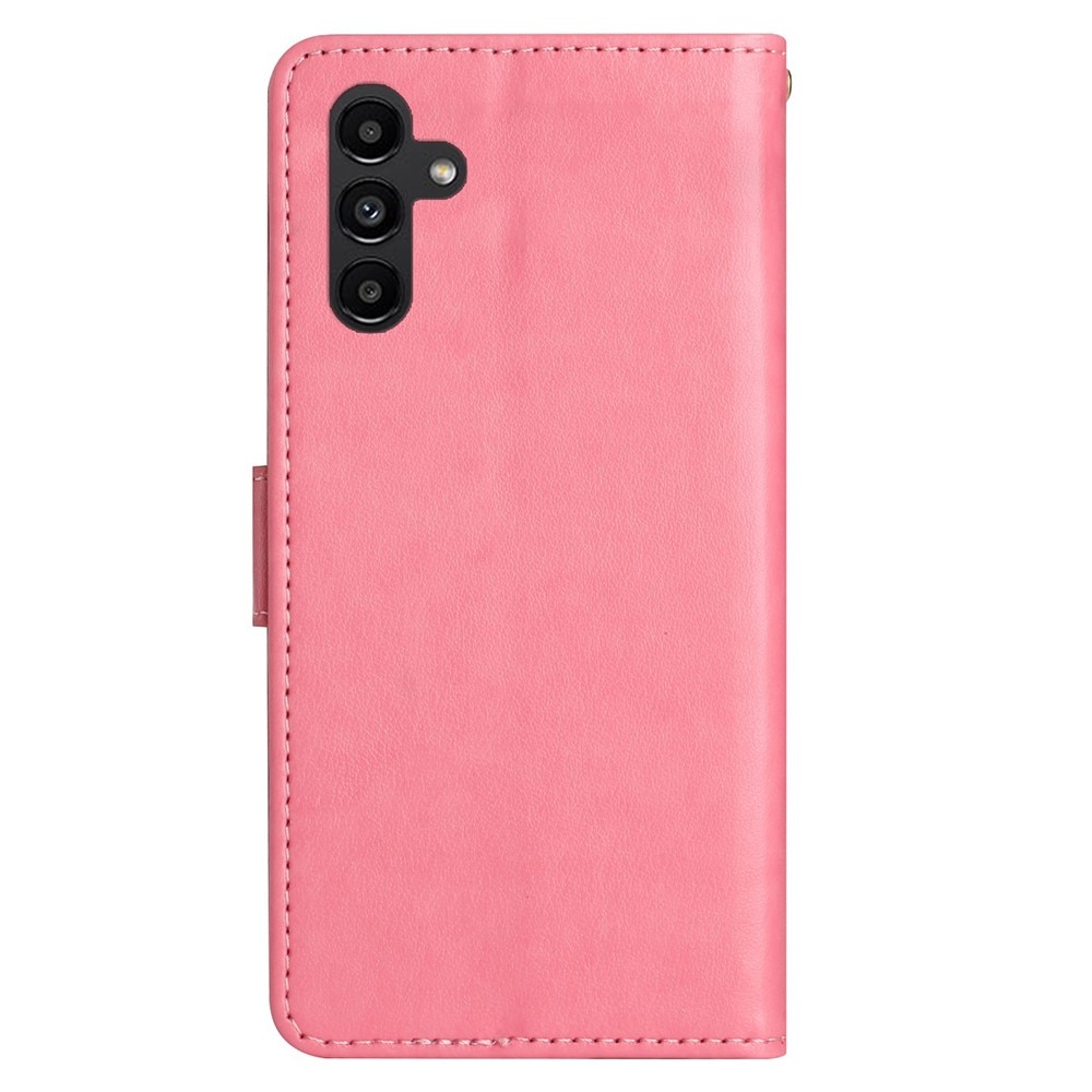 Funda de Cuero con Mariposas Samsung Galaxy A25, Rosa