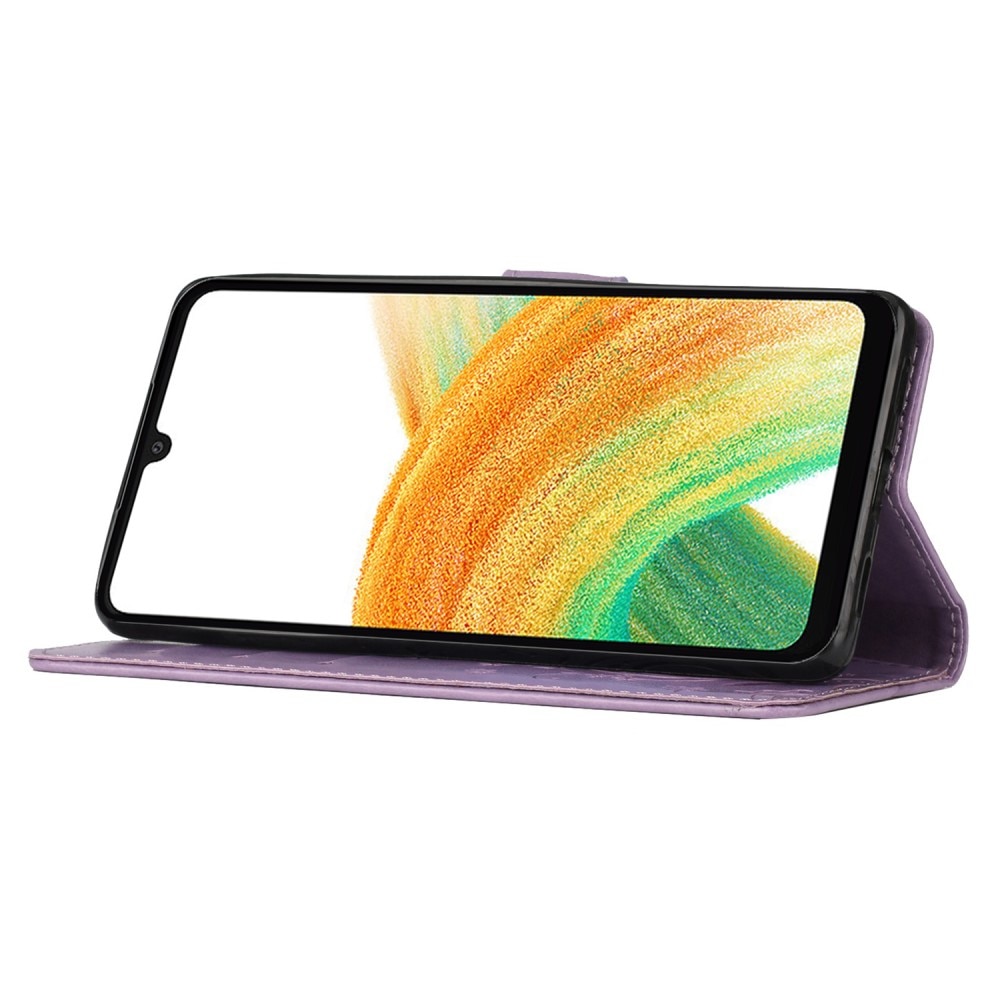 Funda de Cuero con Mariposas Samsung Galaxy A25, Púrpura
