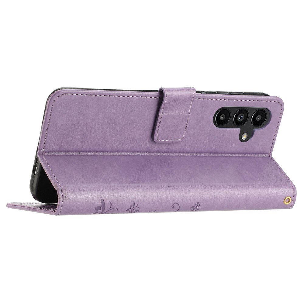 Funda de Cuero con Mariposas Samsung Galaxy A25, Púrpura