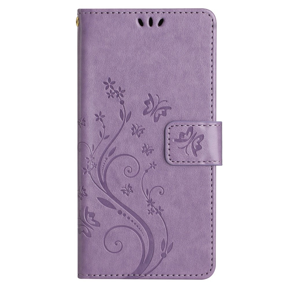 Funda de Cuero con Mariposas Samsung Galaxy A25, Púrpura