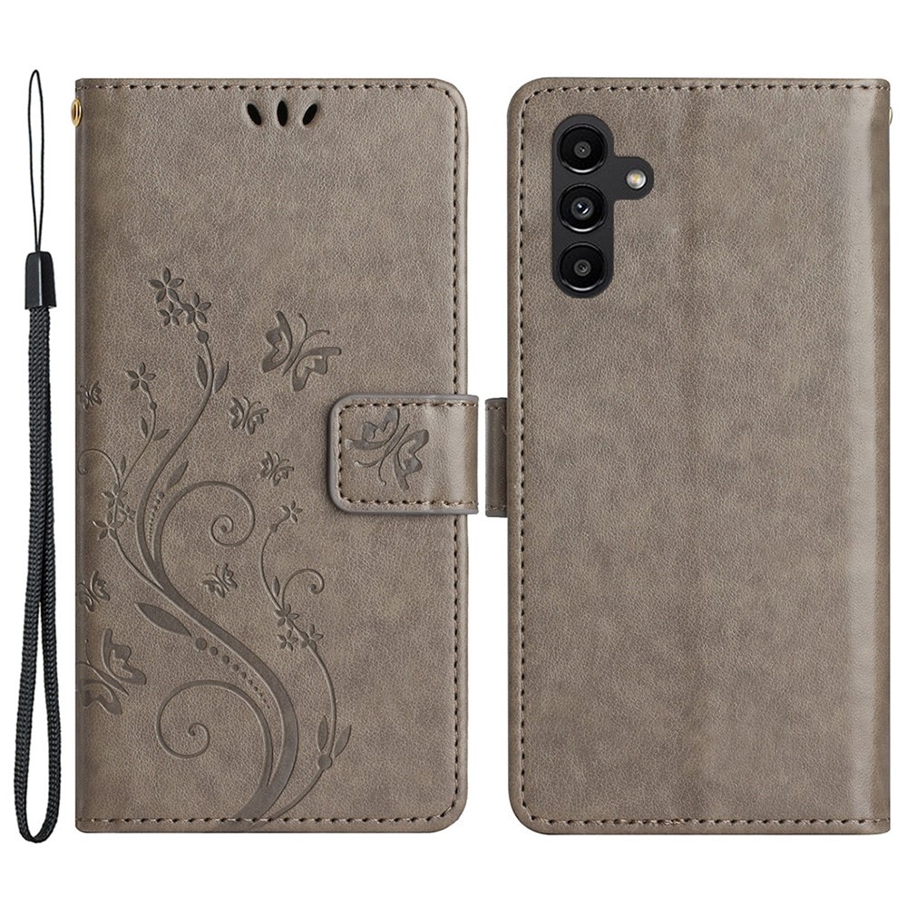 Funda de Cuero con Mariposas Samsung Galaxy A25, Gris
