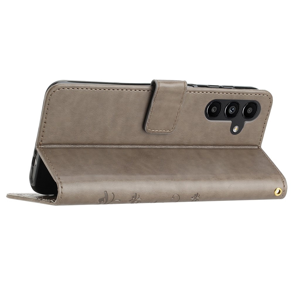 Funda de Cuero con Mariposas Samsung Galaxy A25, Gris